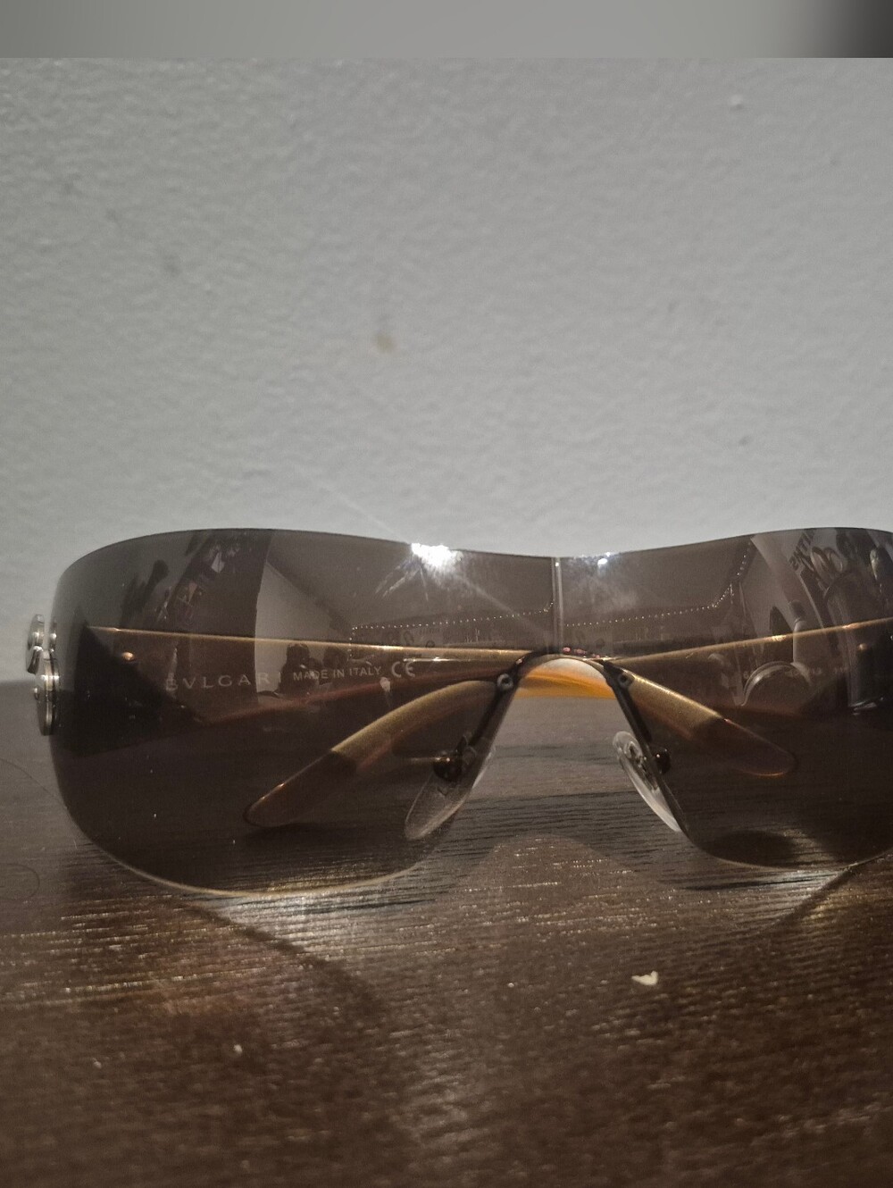 BVLGARI Womens Vintage 1990 Designer Sunglasses Brown Shield
